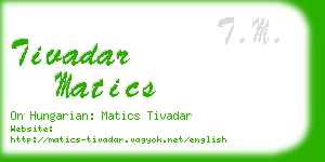 tivadar matics business card